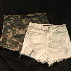 2pairs of high waisted distressed shorts. Size S/M